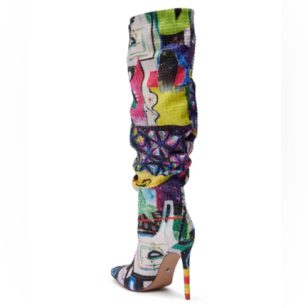 AZALEA WANG Graphics Multicolored Knee High Stiletto Boot - Picture 3 of 4
